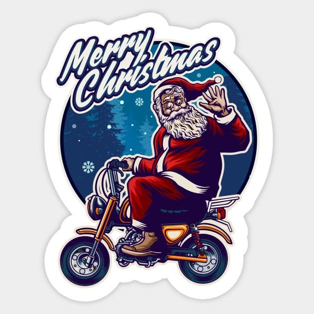 Retro Santa Claus on a Motorcyle Sticker by SLAG_Creative